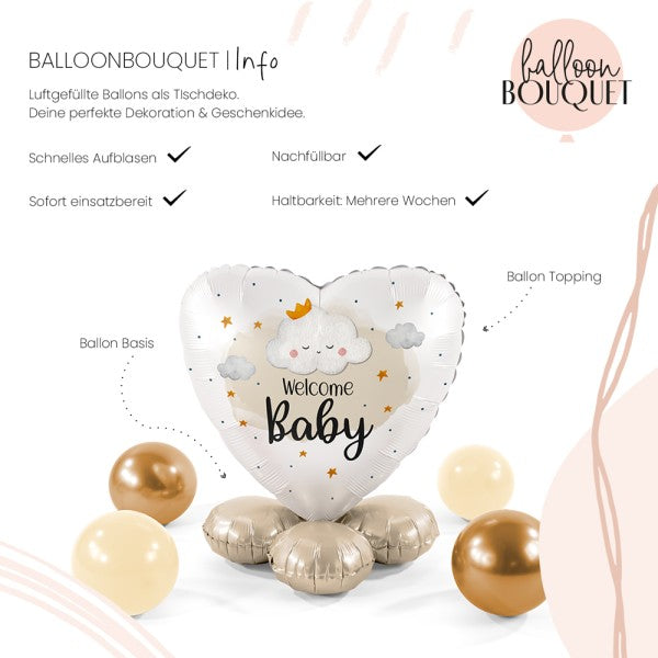 Dekoballon Babyparty - 1 Balloon Bouquet - Little Cloud - Welcome Baby