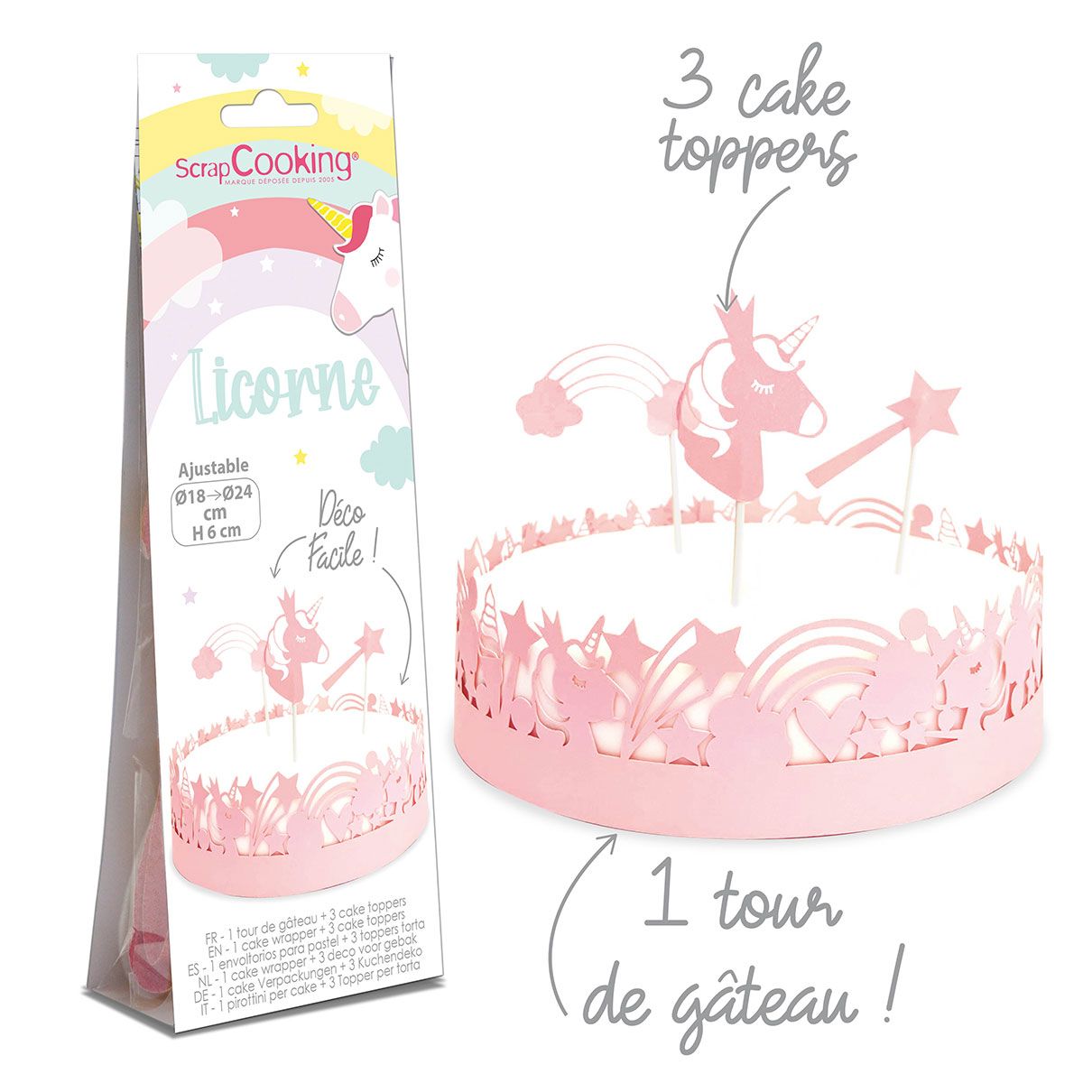 SCRAPCOOKING CAKE WRAPPER & TOPPER EINHORN