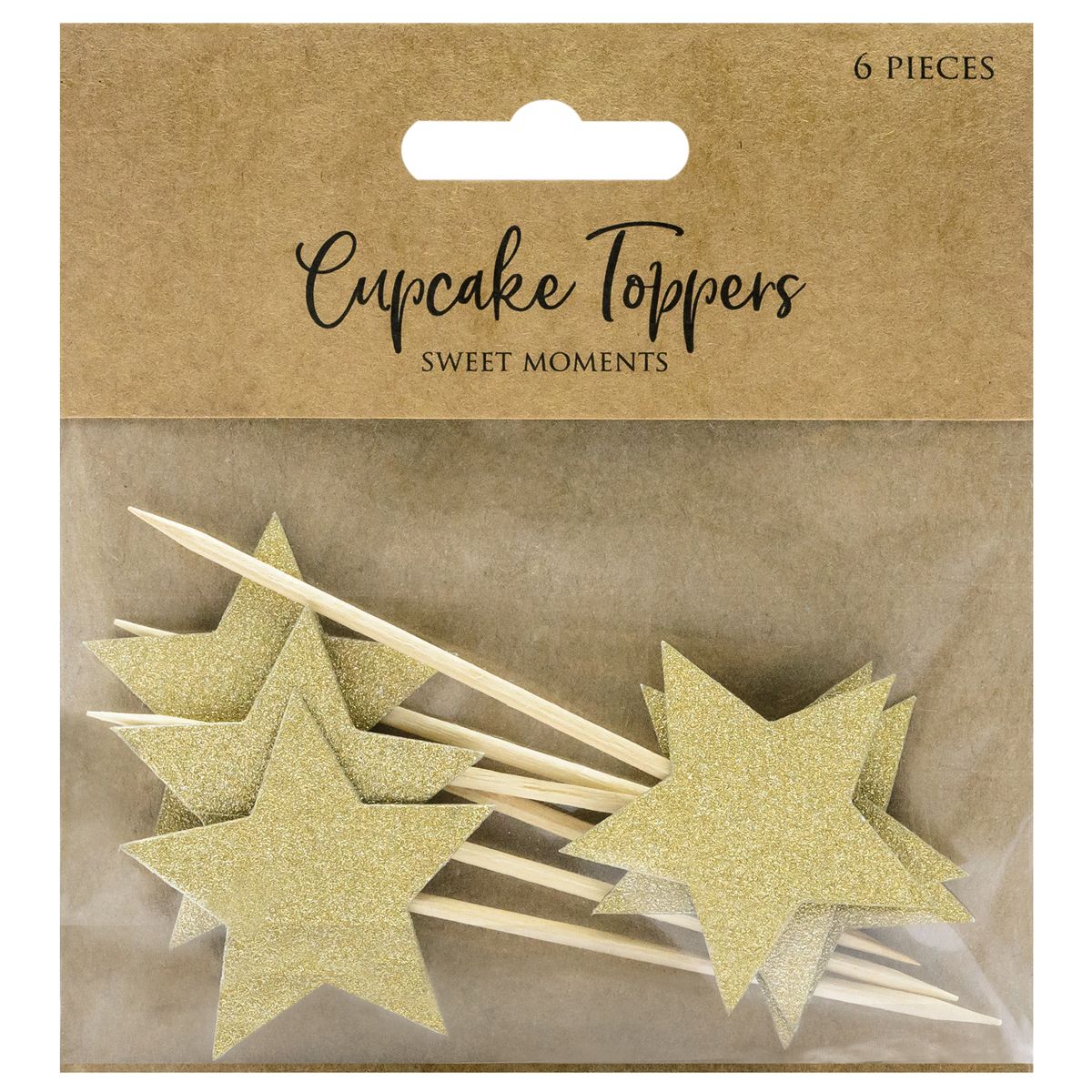 PARTYDECO CUPCAKE TOPPER STERNE - GOLD 6-TEILIG