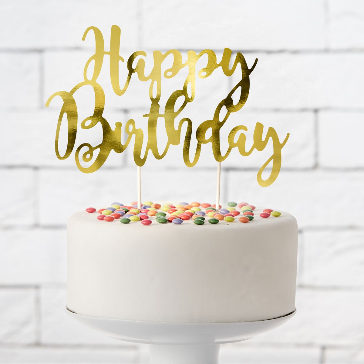 PARTYDECO CAKE TOPPER HAPPY BIRTHDAY - GOLD