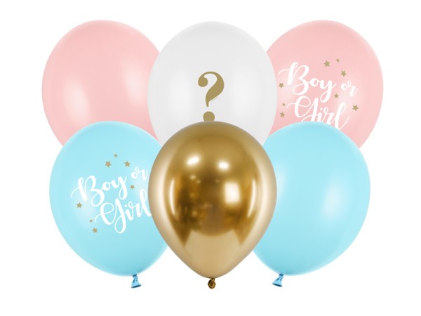 6 Motivballons - Ø 30cm - Boy or Girl