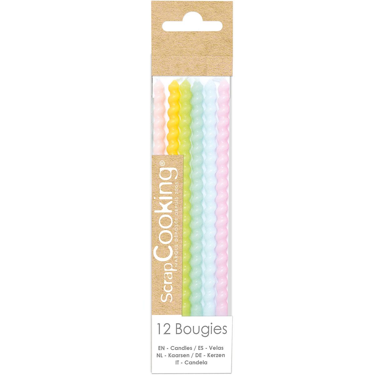 SCRAPCOOKING LANGE GEDREHTE PASTELL-KERZEN 12 CM PK/12