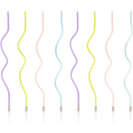 PARTYDECO GEBURTSTAGSKERZEN CURL MIX 16 CM PK/8