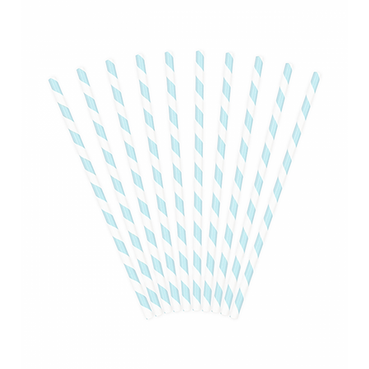  10 Papierstrohhalme - Mix - Hellblau