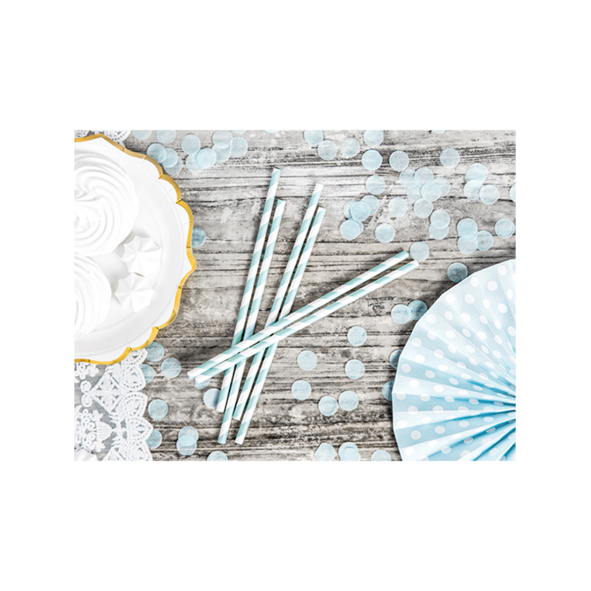  10 Papierstrohhalme - Mix - Hellblau