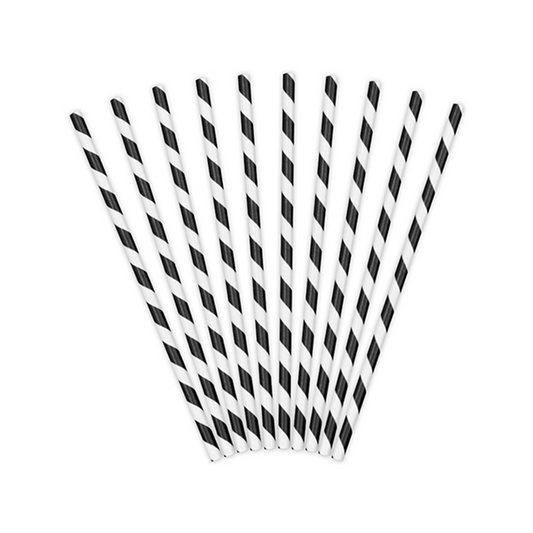  10 Papierstrohhalme - Mix - Schwarz