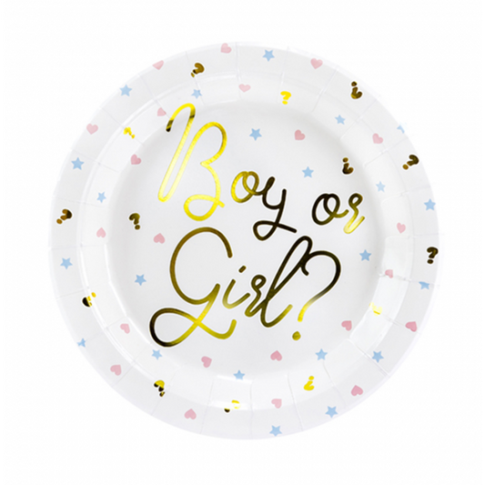 6 Pappteller Trend - Ø 23cm - Boy or Girl